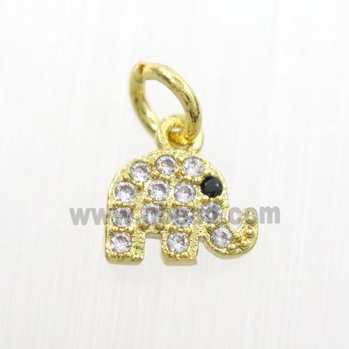 copper elephant pendants paved zircon, gold plated