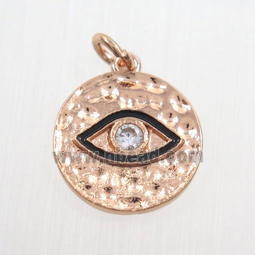 copper eye pendants paved zircon, rose gold