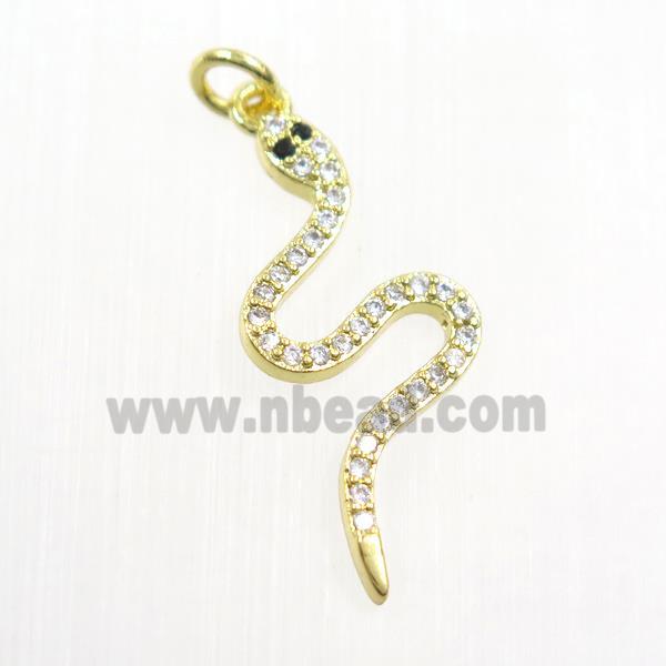 copper snake pendants paved zircon, gold plated