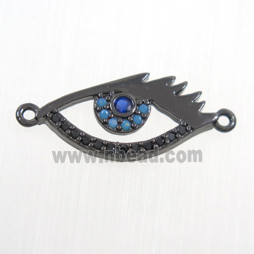 copper eye connector paved zircon, black plated