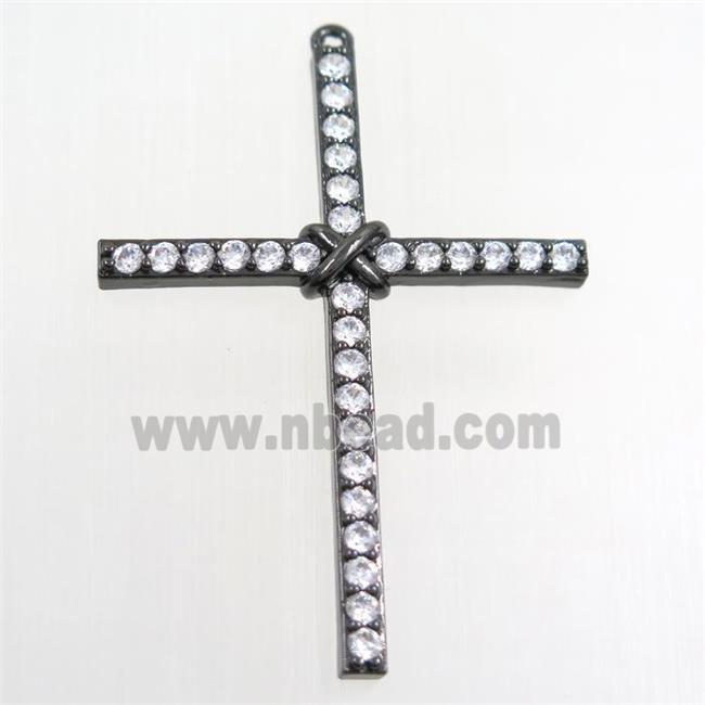 copper cross pendant paved zircon, black plated