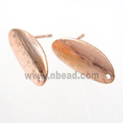 copper earring studs with loop, oval, rose gold