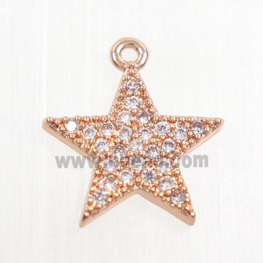 copper star pendant paved zircon, rose gold