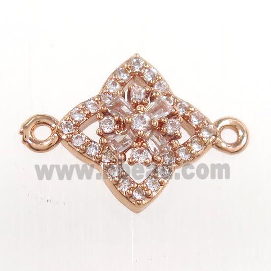 copper star connector paved zircon, rose gold