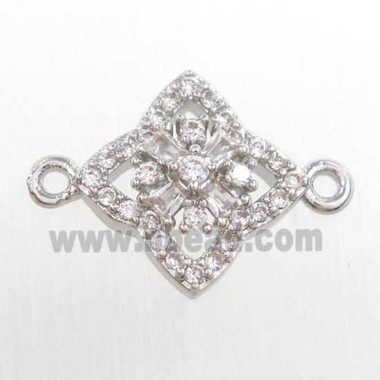 copper star connector paved zircon, platinum plated