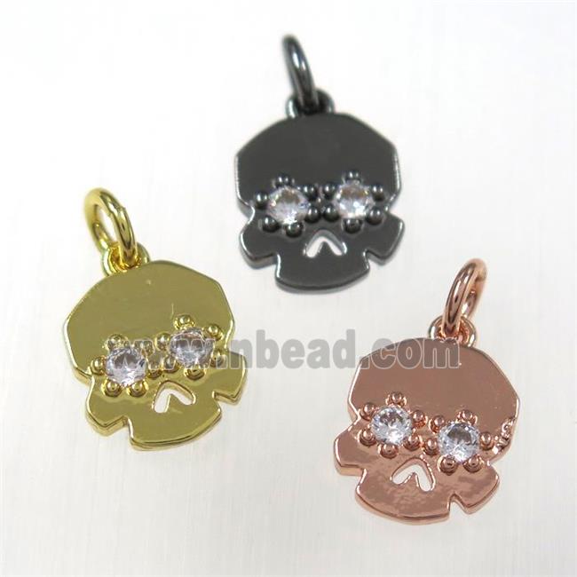 copper skull pendants paved zircon, mixed