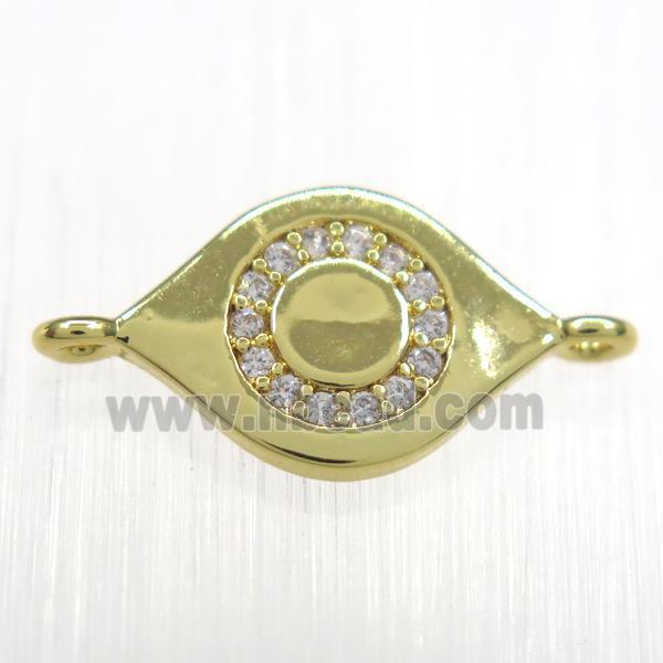 copper eye connector paved zircon, gold plated