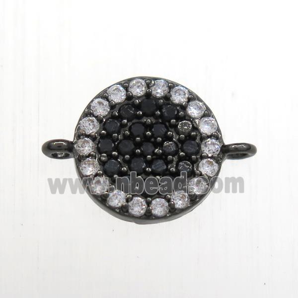 copper circle connector paved zircon, black plated