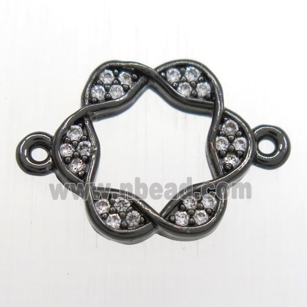 copper Wreath connector paved zircon, black plated