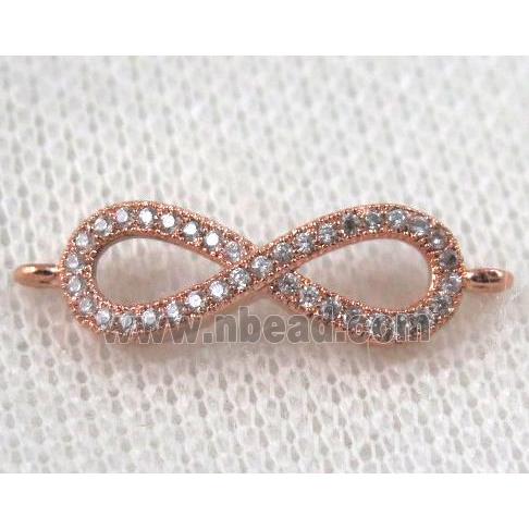 copper infinity connector paved zircon, rose gold