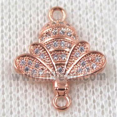 copper honeeybee connector paved zircon, rose gold