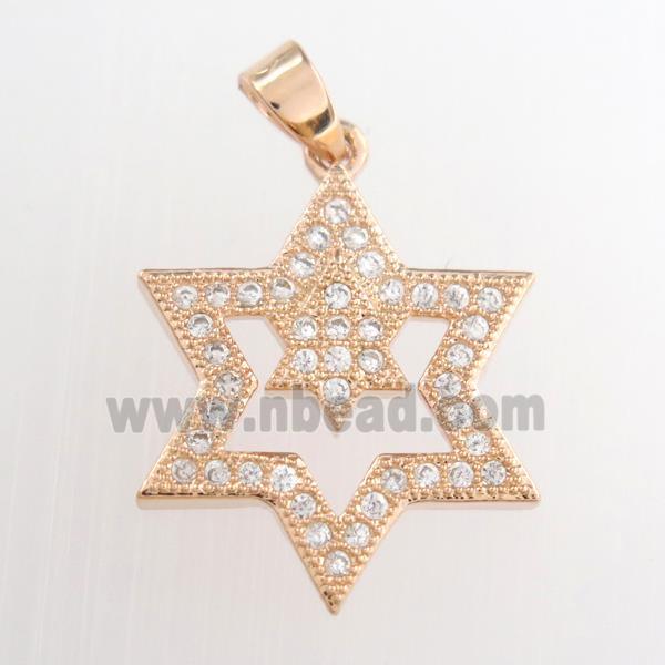 copper star pendants paved zircon, rose gold