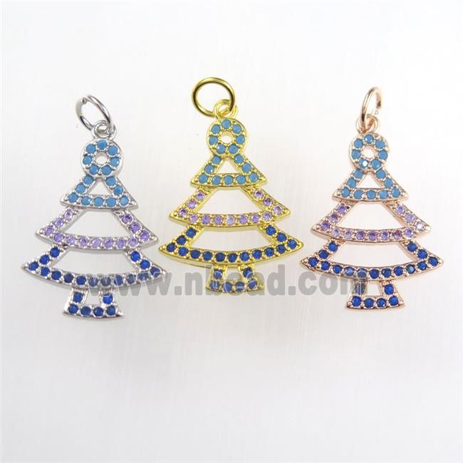 christmas tree, copper pendants paved zircon, mixed color