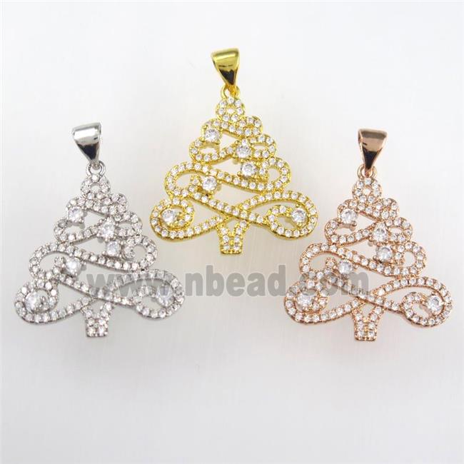 christmas tree, copper pendants paved zircon, mixed color