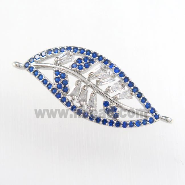 copper leaf connector paved zircon, platinum plated