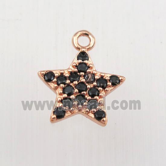 copper star pendant paved zircon, rose gold