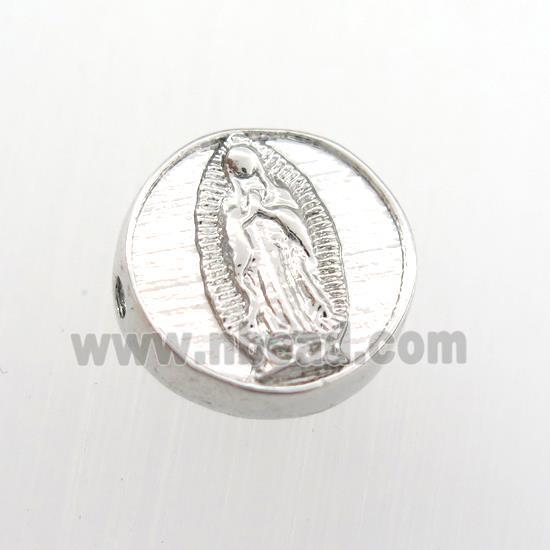 copper coin beads with Jesus, platinum plated