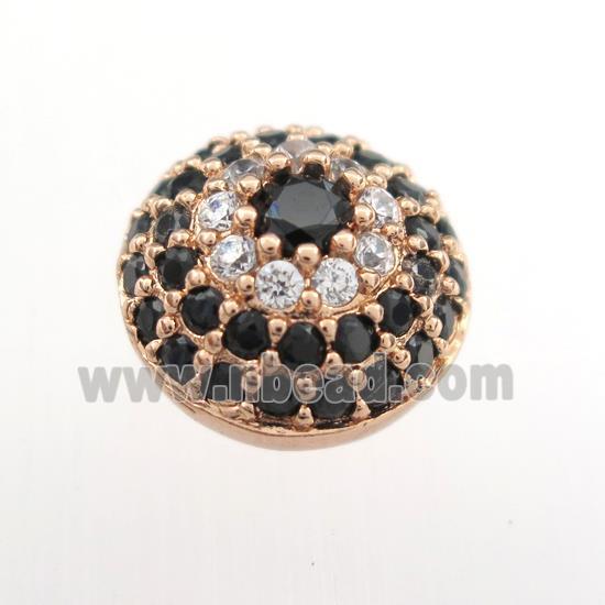 copper button beads paved zircon, rose gold