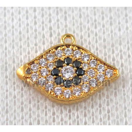 copper eye pendant paved zircon, gold plated