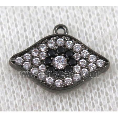 copper eye pendant paved zircon, black plated