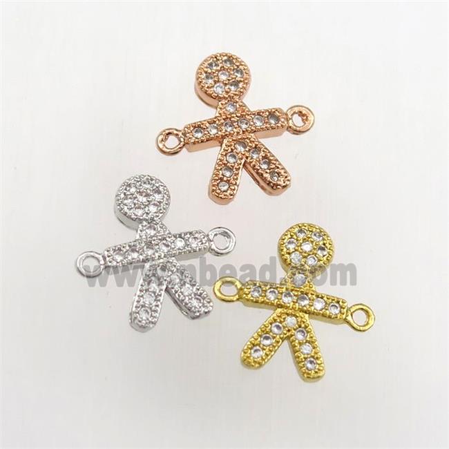 copper kids connector paved zircon, cartoon, mix color