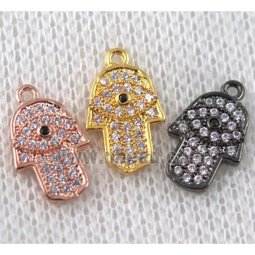 copper hamsahand pendant paved zircon, mix color