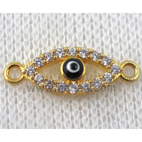 copper eye connector paved zircon, gold plated