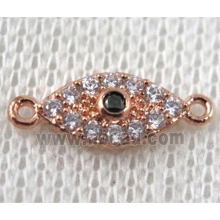 copper eye connector paved zircon, rose gold