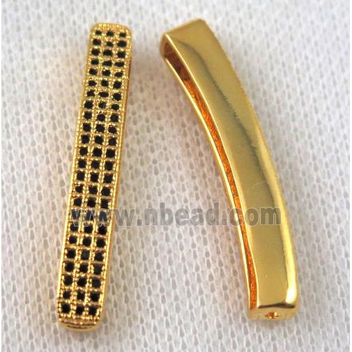 copper tube beads paved zircon, gold plated