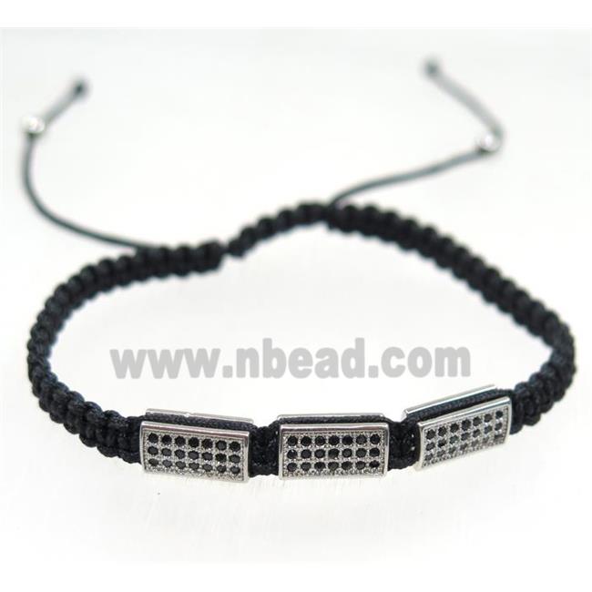 handmade bracelet with tube pave zircon, nylon wire