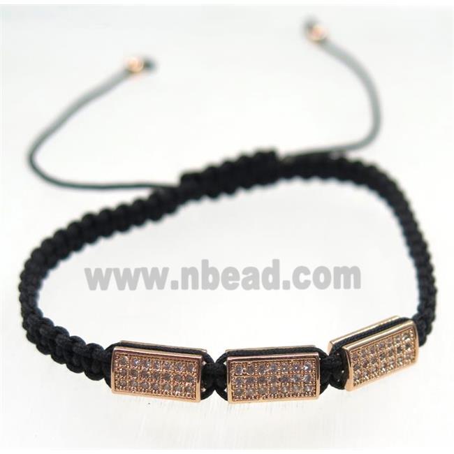 handmade bracelet with tube pave zircon, nylon wire