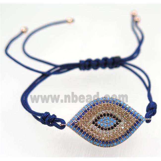 handmade bracelet with eye pave zircon, nylon wire