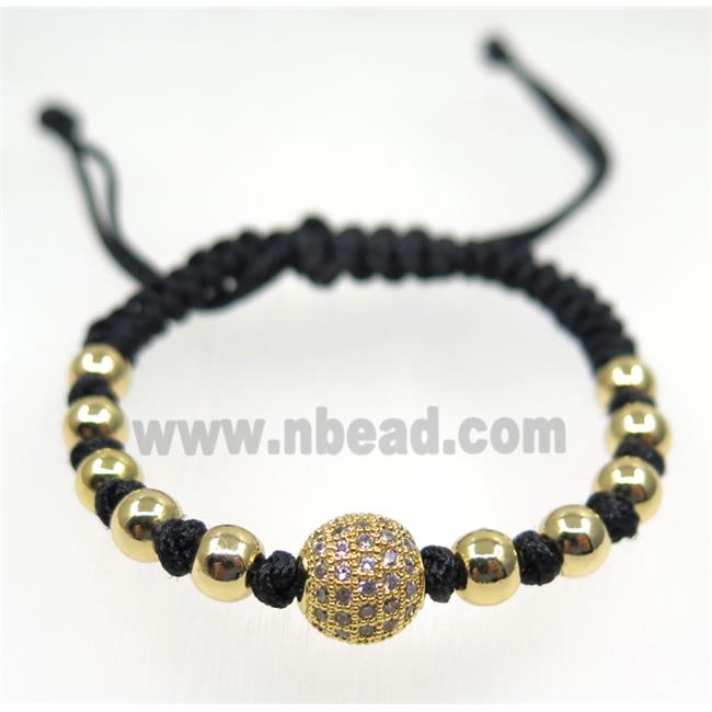 handmade bracelet with ball pave zircon, nylon wire