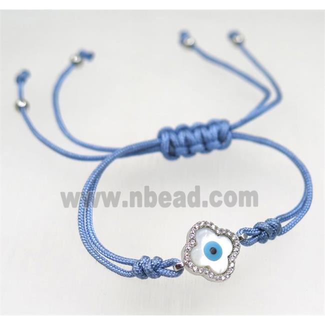 handmade bracelet with Evil eye pave zircon, nylon wire