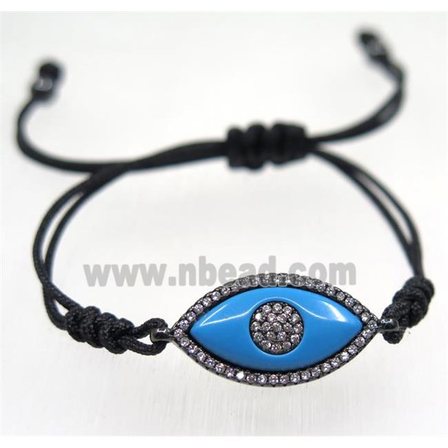 handmade bracelet with Evil eye pave zircon, nylon wire