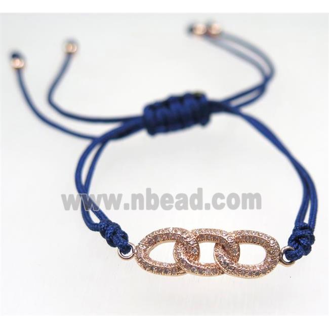 handmade bracelet with Link pave zircon, nylon wire