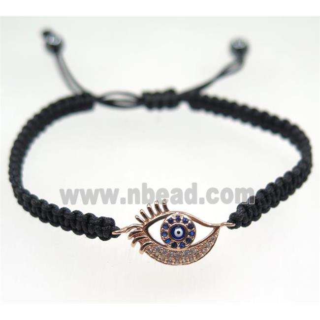 handmade bracelet with Evil eye pave zircon, nylon wire