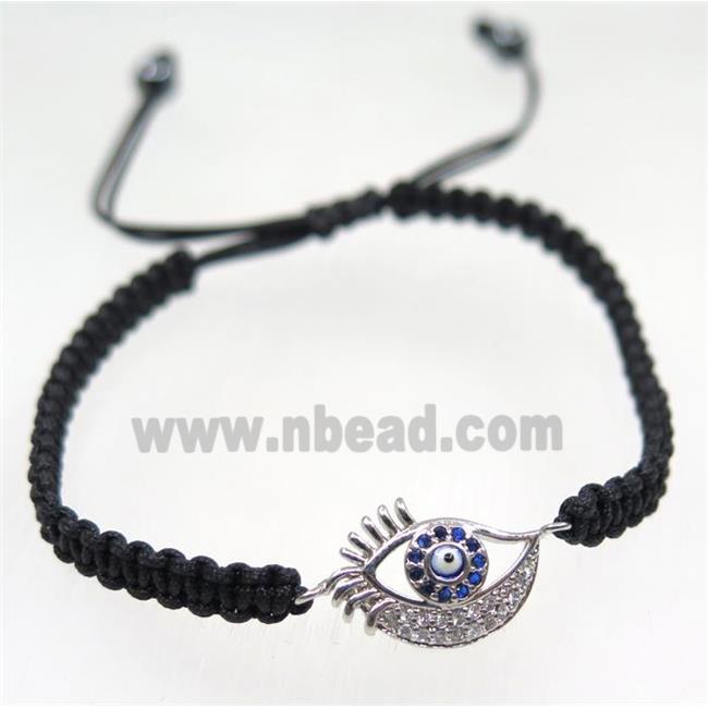 handmade bracelet with Evil eye pave zircon, nylon wire