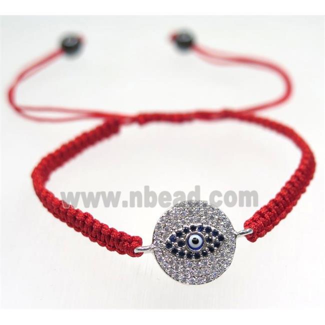 handmade bracelet with Evil eye pave zircon, nylon wire