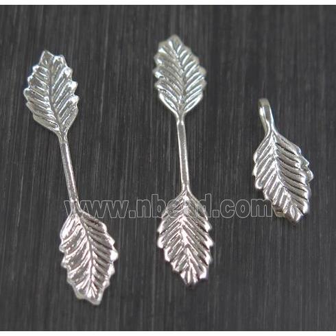 leaf Brass charm, silver plated