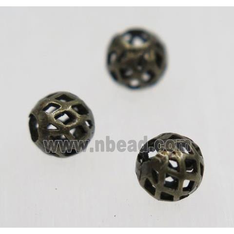 Brass hollow ball bead, Antique bronze