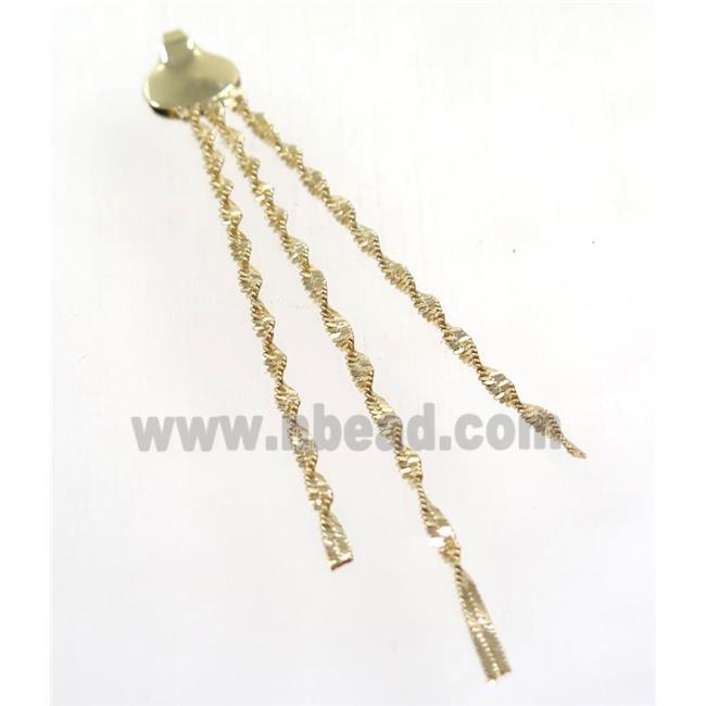 copper tassel pendant with chain, gold plated