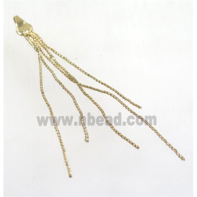 copper tassel pendant with chain, gold plated