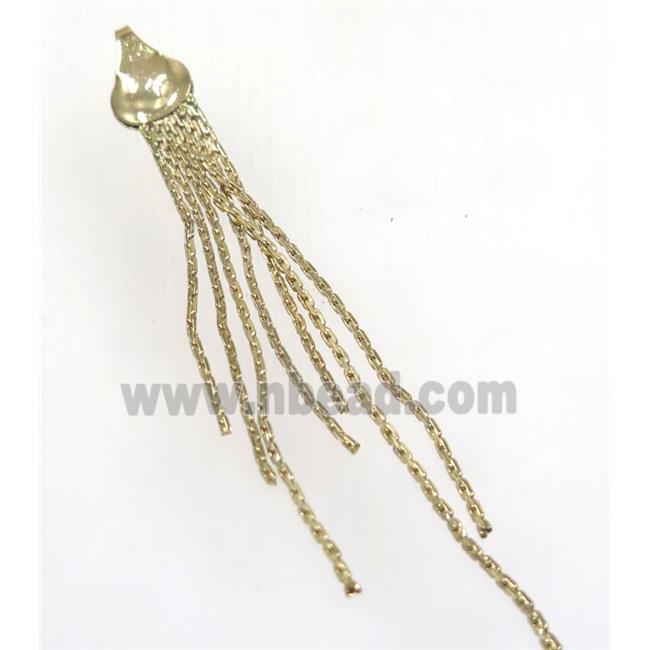 copper tassel pendant with chain, gold plated