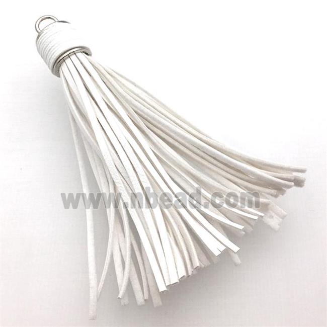 white Suede tassel pendants