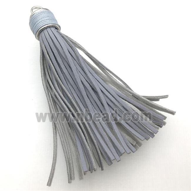 gray Suede tassel pendants