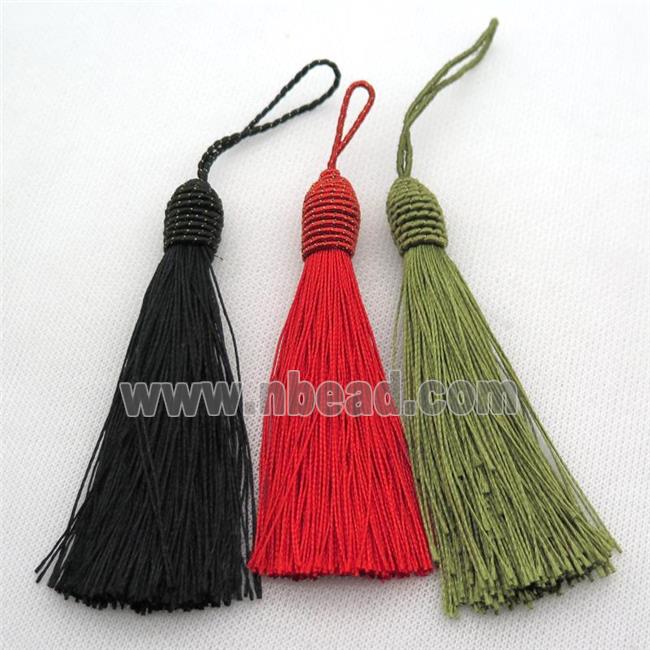 mixed color Nylon wire tassel pendants