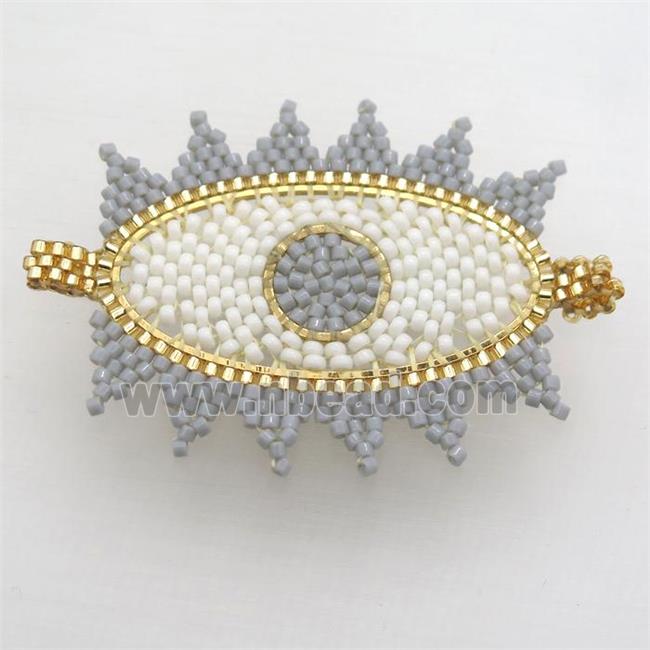 Handcraft eye connector with seed glass beads