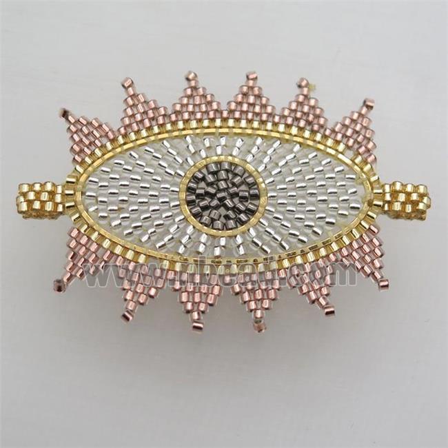 Handcraft eye connector with seed glass beads