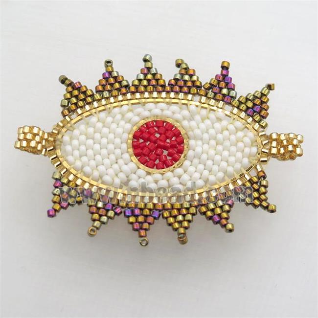 Handcraft eye connector with seed glass beads